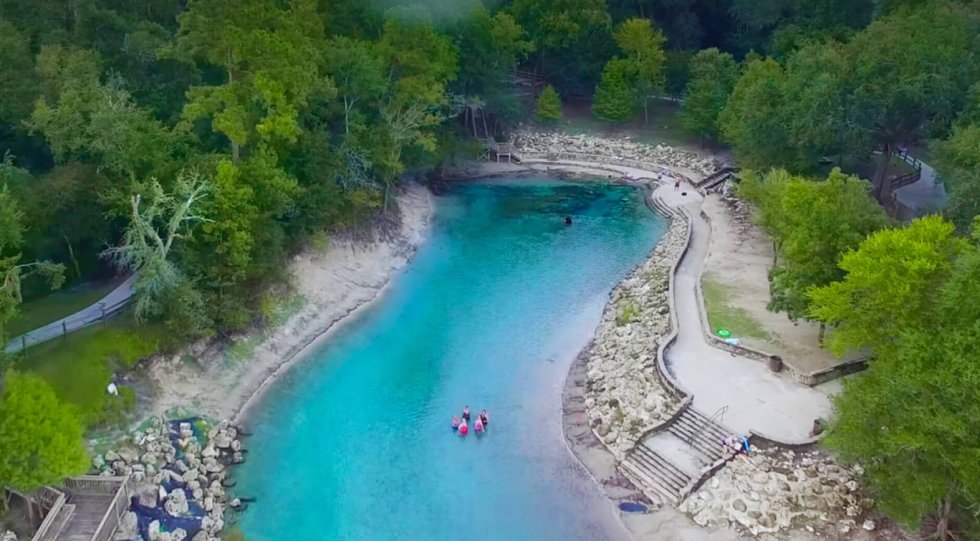 family swimming at little river springs in suwannee county florida