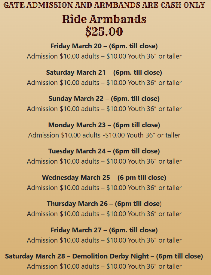 Hours of operation and price for admission